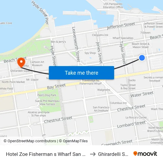 Hotel Zoe Fisherman s Wharf San Francisco to Ghirardelli Square map