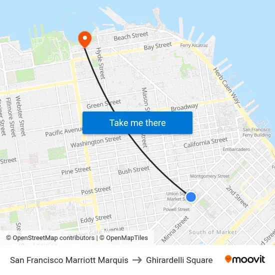 San Francisco Marriott Marquis to Ghirardelli Square map