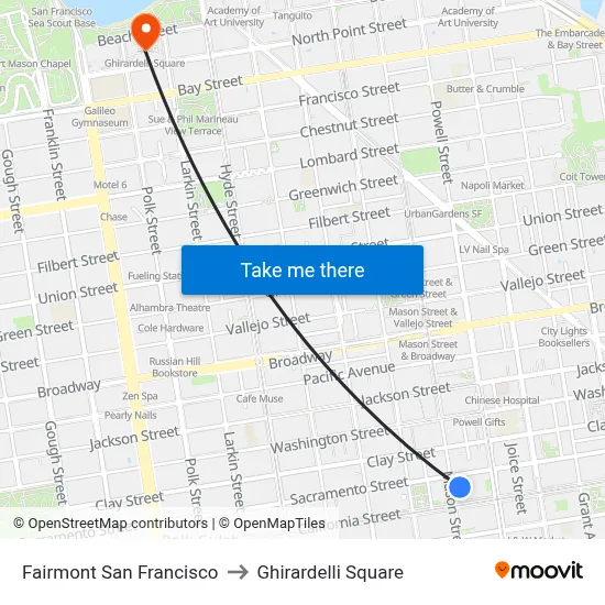 Fairmont San Francisco to Ghirardelli Square map