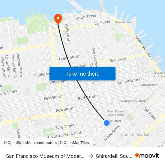 San Francisco Museum of Modern Art to Ghirardelli Square map
