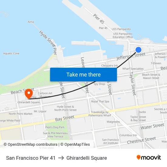 San Francisco Pier 41 to Ghirardelli Square map
