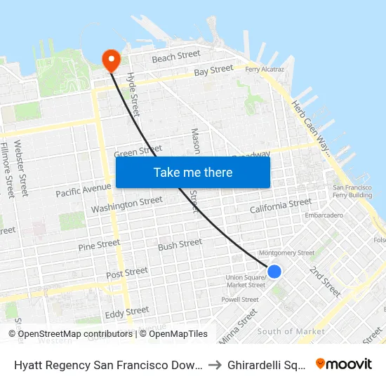 Hyatt Regency San Francisco Downtown to Ghirardelli Square map