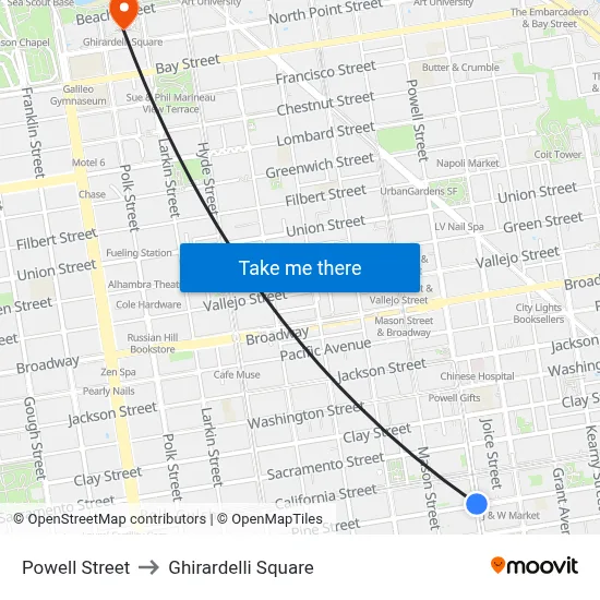 Powell Street to Ghirardelli Square map
