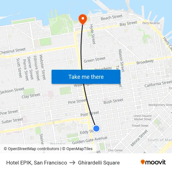 Hotel EPIK, San Francisco to Ghirardelli Square map