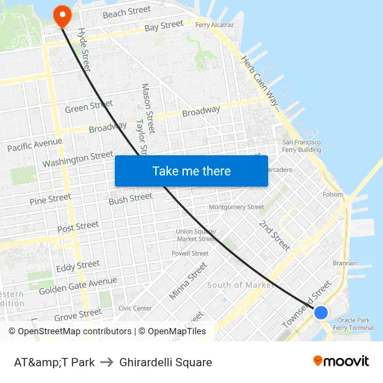 AT&amp;T Park to Ghirardelli Square map