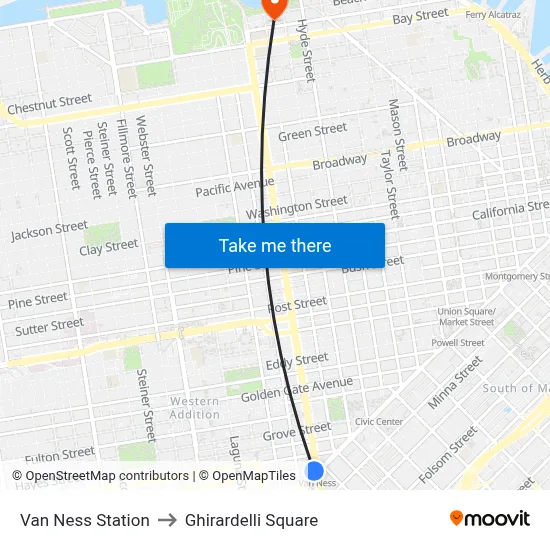 Van Ness Station to Ghirardelli Square map