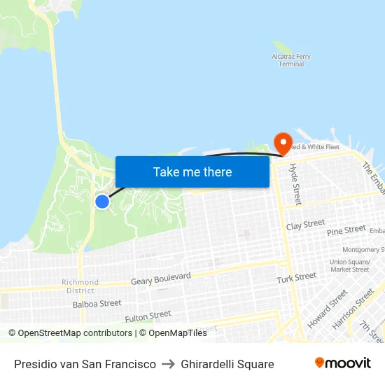 Presidio van San Francisco to Ghirardelli Square map