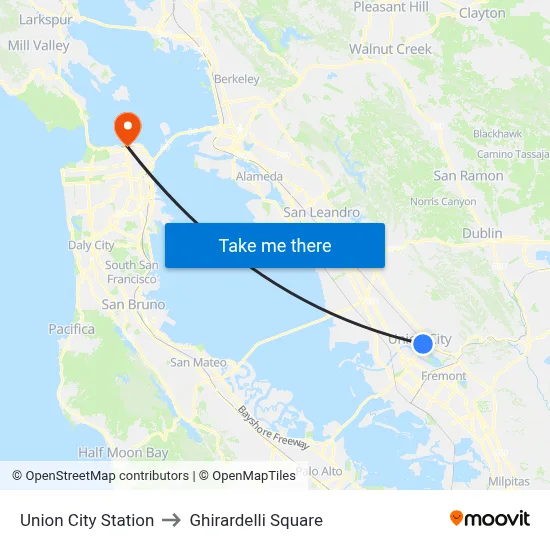 Union City Station to Ghirardelli Square map