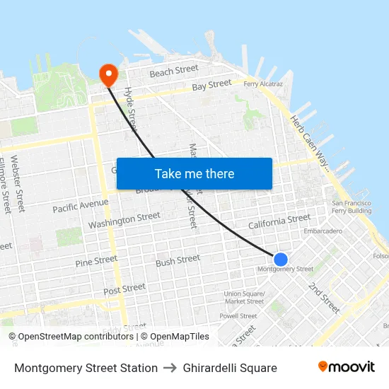 Montgomery Street Station to Ghirardelli Square map