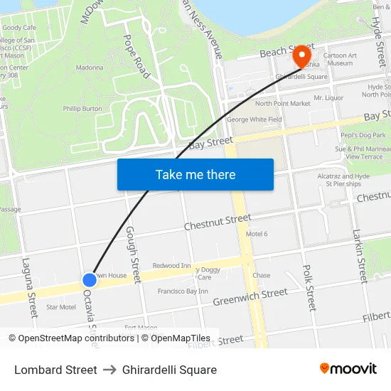 Lombard Street to Ghirardelli Square map