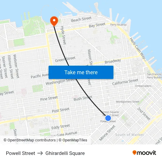Powell Street to Ghirardelli Square map