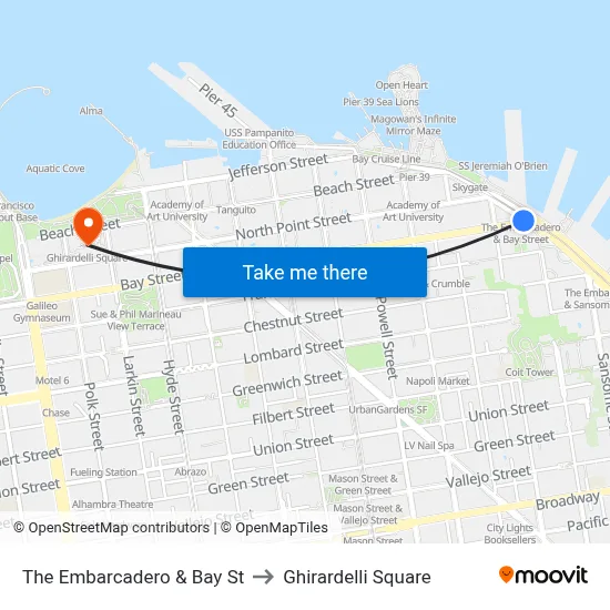 The Embarcadero & Bay St to Ghirardelli Square map
