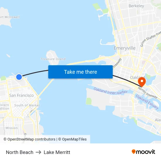 North Beach to Lake Merritt map