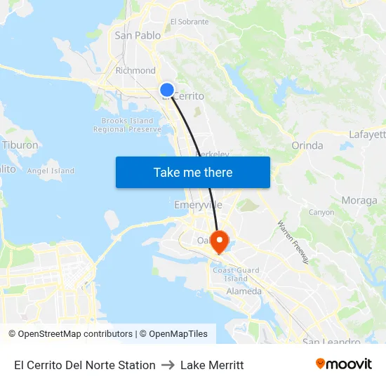 El Cerrito Del Norte Station to Lake Merritt map