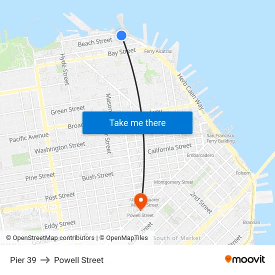 Pier 39 to Powell Street map