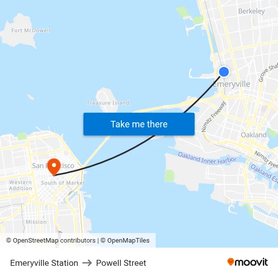 Emeryville Station to Powell Street map