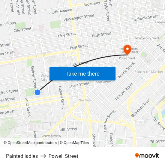 Painted ladies to Powell Street map