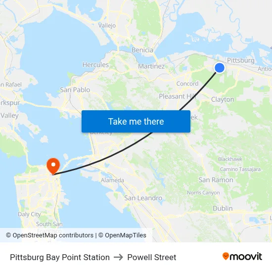 Pittsburg Bay Point Station to Powell Street map