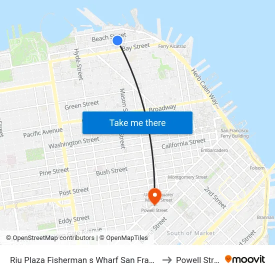 Riu Plaza Fisherman s Wharf San Francisco to Powell Street map