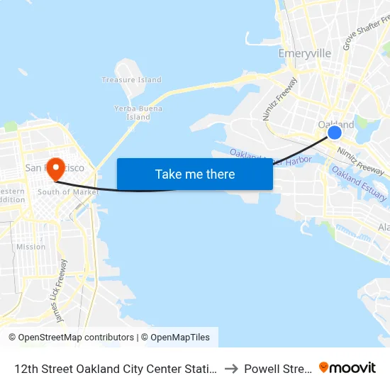 12th Street Oakland City Center Station to Powell Street map