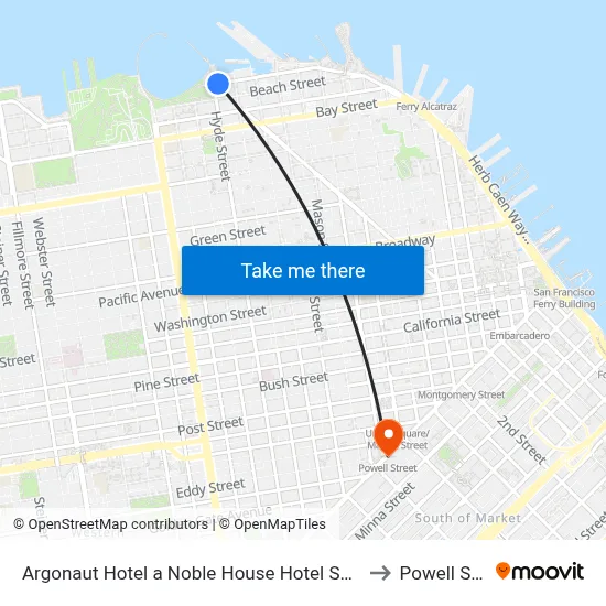 Argonaut Hotel a Noble House Hotel San Francisco to Powell Street map