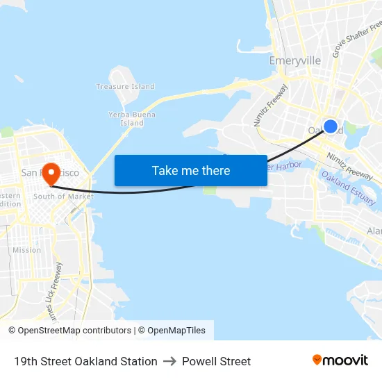19th Street Oakland Station to Powell Street map