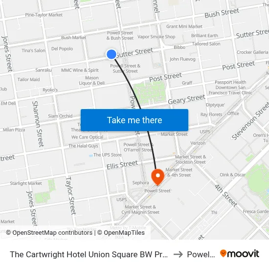 The Cartwright Hotel Union Square BW Premier Collection San Francisco to Powell Street map