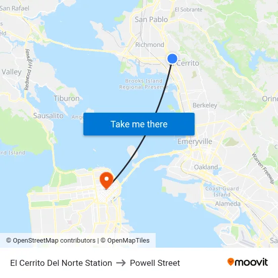 El Cerrito Del Norte Station to Powell Street map
