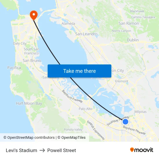 Levi's Stadium to Powell Street map