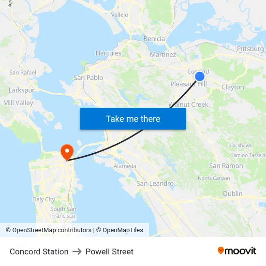 Concord Station to Powell Street map