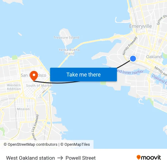 West Oakland station to Powell Street map