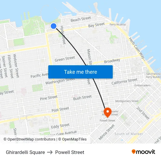 Ghirardelli Square to Powell Street map