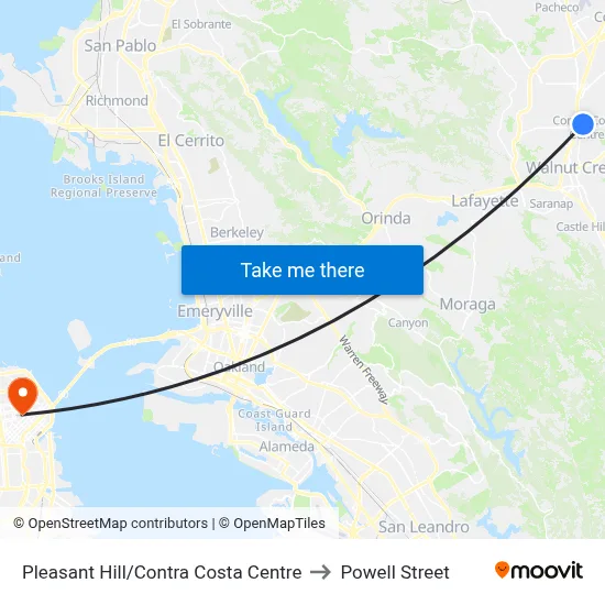 Pleasant Hill/Contra Costa Centre to Powell Street map