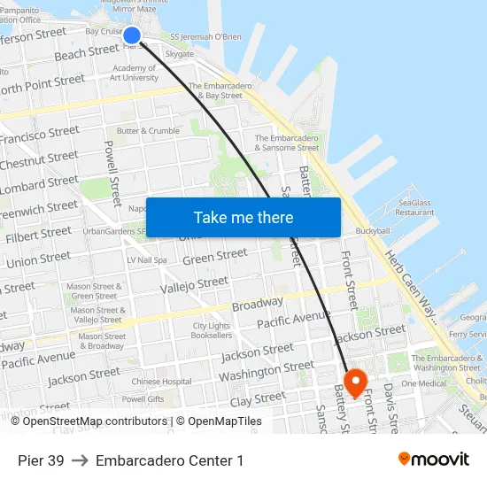 Pier 39 to Embarcadero Center 1 map