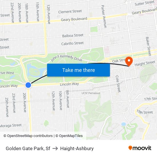 Golden Gate Park, Sf to Haight-Ashbury map