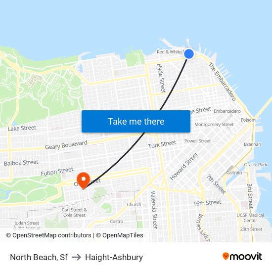 North Beach, Sf to Haight-Ashbury map