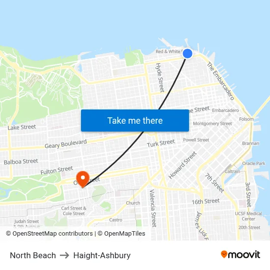 North Beach to Haight-Ashbury map