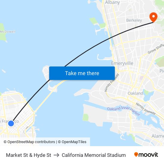 Market St & Hyde St to California Memorial Stadium map