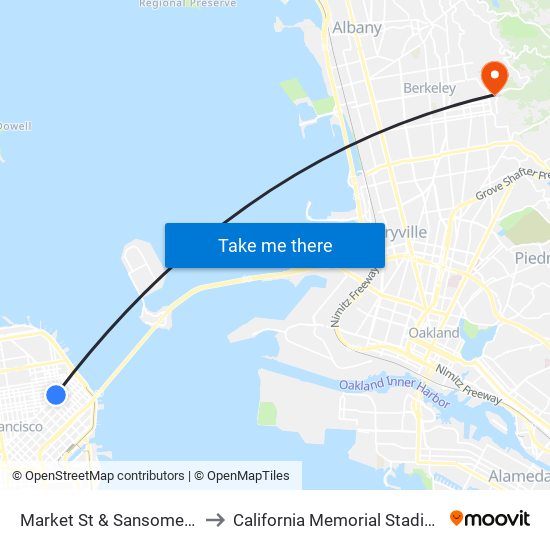 Market St & Sansome St to California Memorial Stadium map