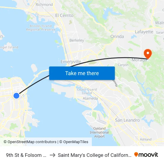 9th St & Folsom St to Saint Mary's College of California map