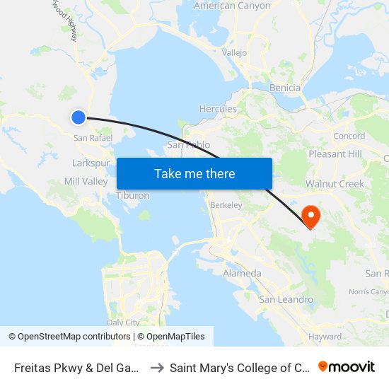 Freitas Pkwy & Del Ganado Rd to Saint Mary's College of California map