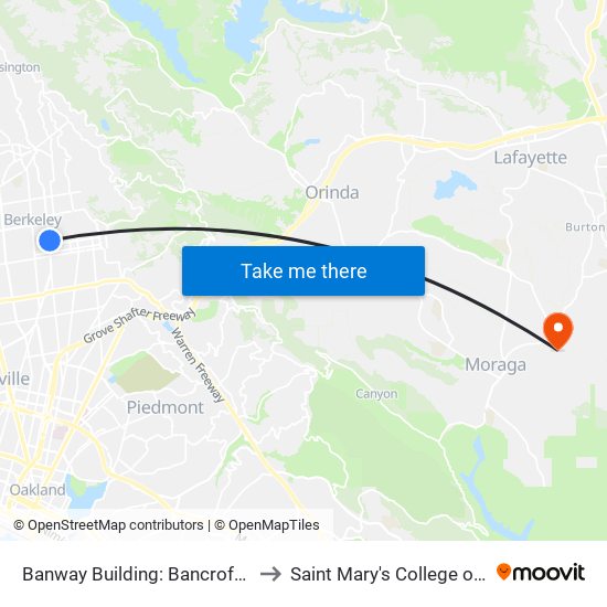 Banway Building: Bancroft at Shattuck to Saint Mary's College of California map