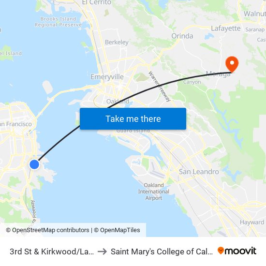 3rd St & Kirkwood/La Salle to Saint Mary's College of California map