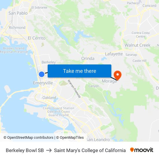 Berkeley Bowl SB to Saint Mary's College of California map