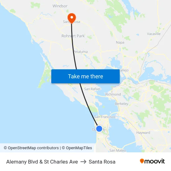 Alemany Blvd & St Charles Ave to Santa Rosa map