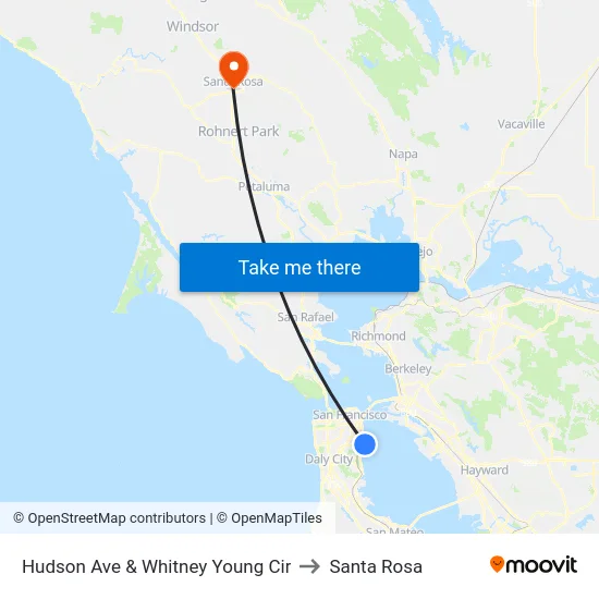 Hudson Ave & Whitney Young Cir to Santa Rosa map