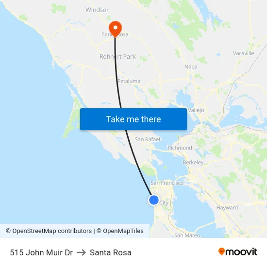 515 John Muir Dr to Santa Rosa map