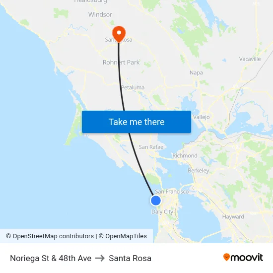 Noriega St & 48th Ave to Santa Rosa map