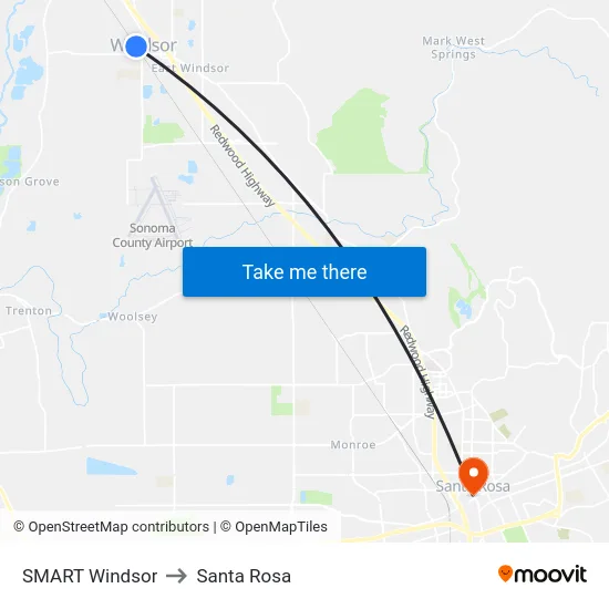SMART Windsor to Santa Rosa map