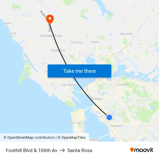 Foothill Blvd & 106th Av to Santa Rosa map